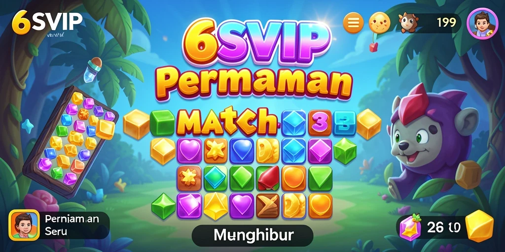 Tangkapan layar menampilkan serunya gameplay Match-3 yang penuh warna.