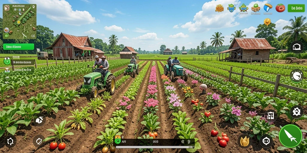 Tangkapan layar menunjukkan gameplay menarik dari API33 saat bertani.