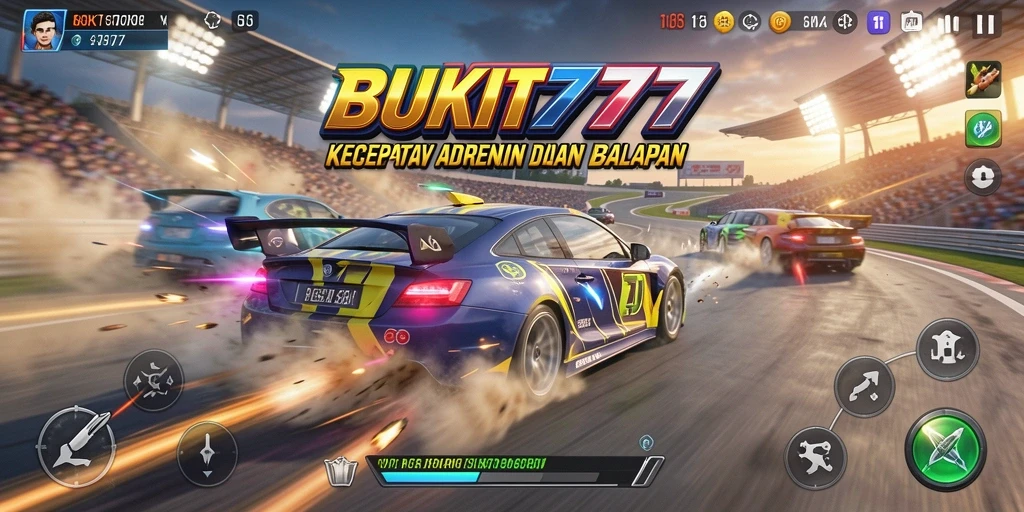 Tampilkan gameplay BUKIT777 yang seru dengan mobil balap mewah.