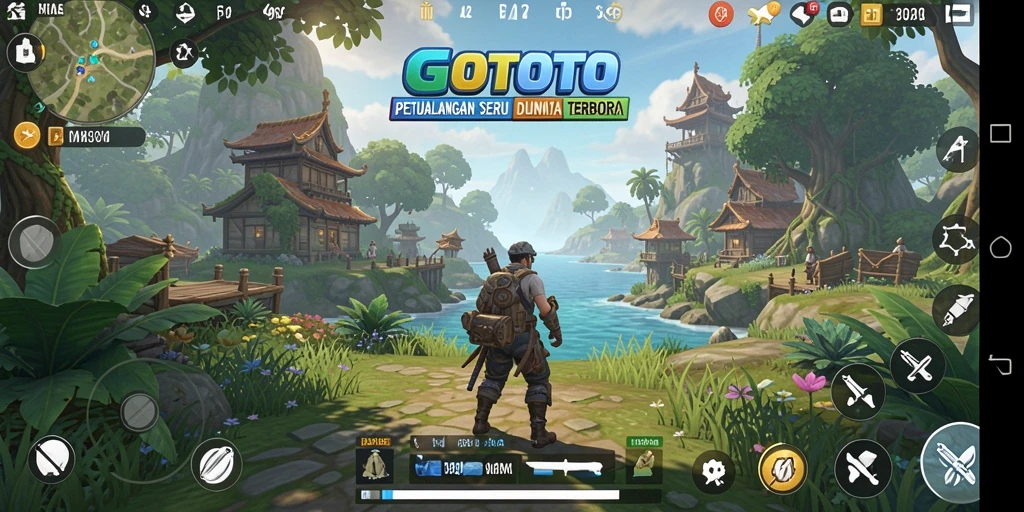 Screenshot gameplay GOTOTO menampilkan aksi seru di dunia terbuka.