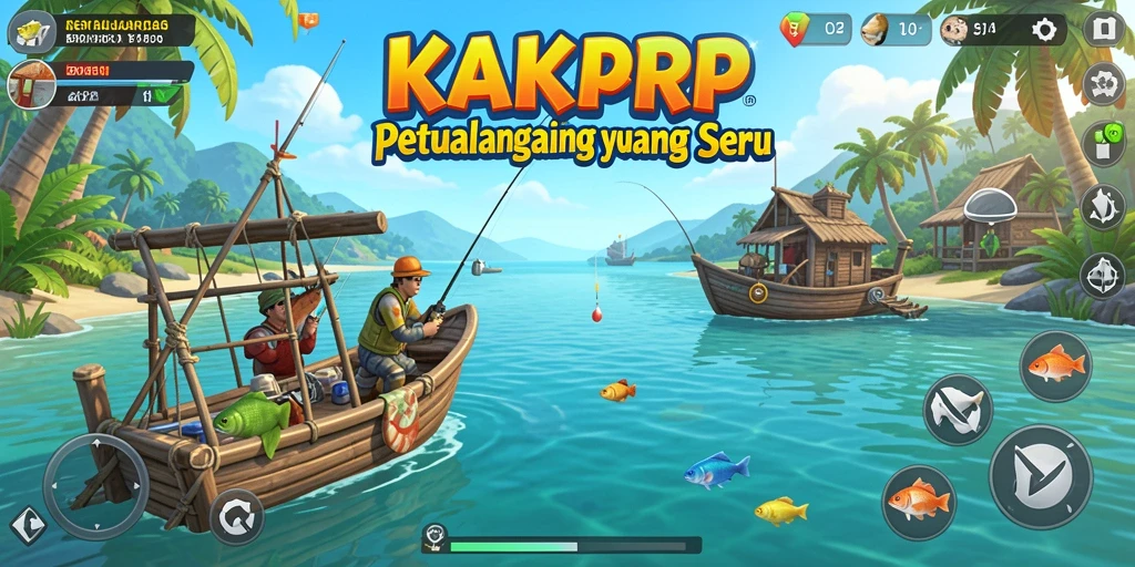 Screenshot menampilkan gameplay menarik KAKRP saat memancing.