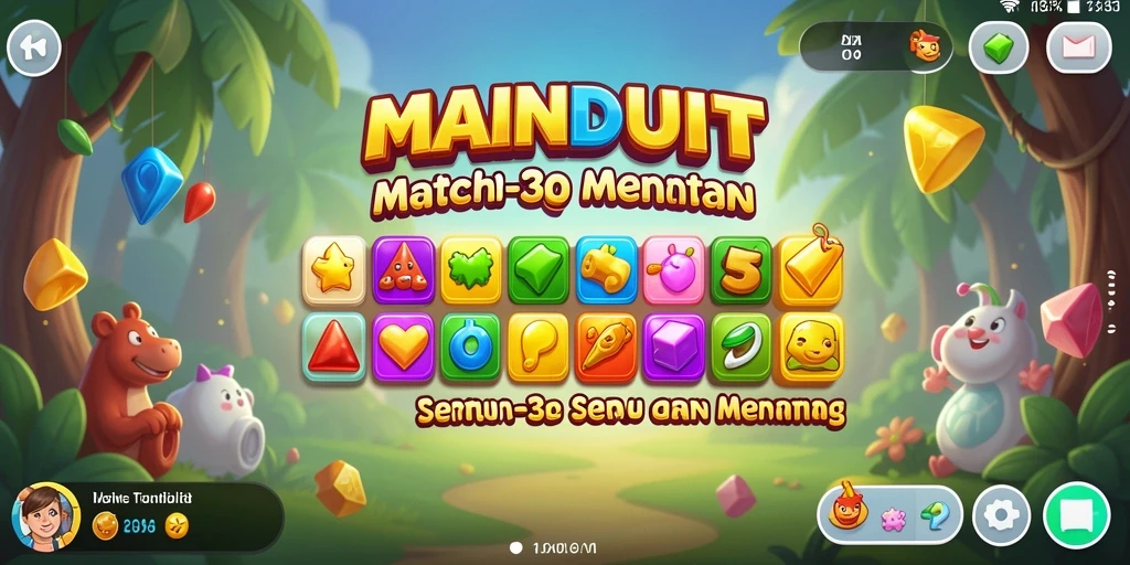 Tampilan gameplay MAINDUIT dengan kombinasi warna yang cerah.