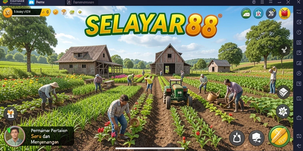 Gambaran nyata gameplay pertanian di SELAYAR88 dengan aktivitas menyenangkan.